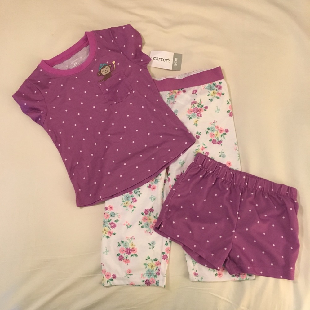 NWT 24M Carter’s 3-piece pajamas set in purple